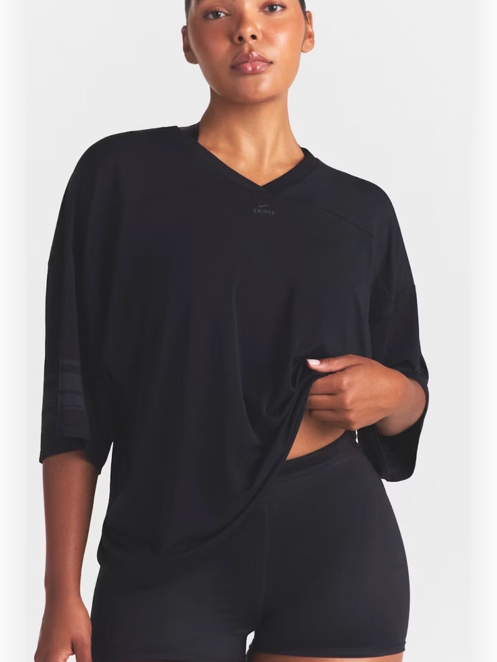 NIKE SKIMS Black Oversized V-Neck Top